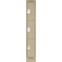Clean Line Lockers, 3 -tier, 12" x 18" x 76", Steel, Beige, Rivet (Assembled) Ontario Safety Products