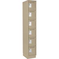 Clean Line Lockerette, 6 -tier, 12" x 18" x 76", Steel, Beige, Rivet (Assembled) Ontario Safety Products