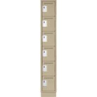 Clean Line Lockerette, 6 -tier, 12" x 18" x 76", Steel, Beige, Rivet (Assembled) Ontario Safety Products
