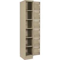 Clean Line Lockerette, 6 -tier, Bank of 4, 48" x 18" x 76", Steel, Beige, Rivet (Assembled) Ontario Safety Products