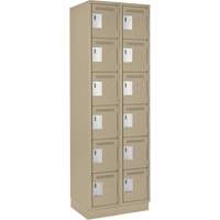 Clean Line Lockerette, 6 -tier, Bank of 2, 24" x 18" x 76", Steel, Beige, Rivet (Assembled) Ontario Safety Products
