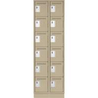 Clean Line Lockerette, 6 -tier, Bank of 2, 24" x 18" x 76", Steel, Beige, Rivet (Assembled) Ontario Safety Products
