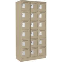 Clean Line Lockerette, 6 -tier, Bank of 3, 36" x 18" x 76", Steel, Beige, Rivet (Assembled) Ontario Safety Products