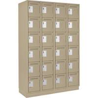 Clean Line Lockerette, 6 -tier, Bank of 4, 48" x 18" x 76", Steel, Beige, Rivet (Assembled) Ontario Safety Products