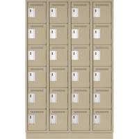 Clean Line Lockerette, 6 -tier, Bank of 4, 48" x 18" x 76", Steel, Beige, Rivet (Assembled) Ontario Safety Products