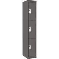 Clean Line Lockers, 3 -tier, 12" x 18" x 72", Steel, Charcoal, Rivet (Assembled) Ontario Safety Products