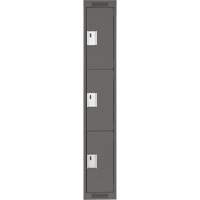 Clean Line Lockers, 3 -tier, 12" x 18" x 72", Steel, Charcoal, Rivet (Assembled) Ontario Safety Products