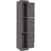Clean Line Lockers, 3 -tier, Bank of 4, 48" x 18" x 72", Steel, Charcoal, Rivet (Assembled) Ontario Safety Products