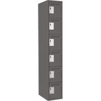 Clean Line Lockerette, 6 -tier, 12" x 18" x 72", Steel, Charcoal, Rivet (Assembled) Ontario Safety Products