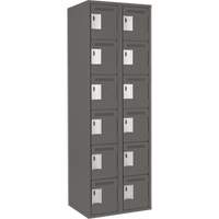 Clean Line Lockerette, 6 -tier, Bank of 2, 24" x 18" x 72", Steel, Charcoal, Rivet (Assembled) Ontario Safety Products