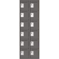 Clean Line Lockerette, 6 -tier, Bank of 2, 24" x 18" x 72", Steel, Charcoal, Rivet (Assembled) Ontario Safety Products