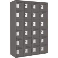 Clean Line Lockerette, 6 -tier, Bank of 4, 48" x 18" x 72", Steel, Charcoal, Rivet (Assembled) Ontario Safety Products
