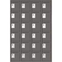 Clean Line Lockerette, 6 -tier, Bank of 4, 48" x 18" x 72", Steel, Charcoal, Rivet (Assembled) Ontario Safety Products