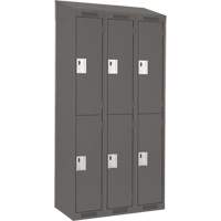 Clean Line Lockers, 2 -tier, Bank of 3, 36" x 18" x 78", Steel, Charcoal, Rivet (Assembled) Ontario Safety Products
