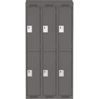 Clean Line Lockers, 2 -tier, Bank of 3, 36" x 18" x 78", Steel, Charcoal, Rivet (Assembled) Ontario Safety Products