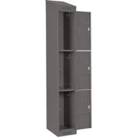 Clean Line Lockers, 3 -tier, Bank of 4, 48" x 18" x 78", Steel, Charcoal, Rivet (Assembled) Ontario Safety Products