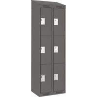 Clean Line Lockers, 3 -tier, Bank of 2, 24" x 18" x 78", Steel, Charcoal, Rivet (Assembled) Ontario Safety Products