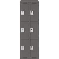 Clean Line Lockers, 3 -tier, Bank of 2, 24" x 18" x 78", Steel, Charcoal, Rivet (Assembled) Ontario Safety Products