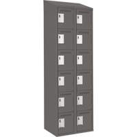 Clean Line Lockerette, 6 -tier, Bank of 2, 24" x 18" x 78", Steel, Charcoal, Rivet (Assembled) Ontario Safety Products
