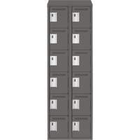 Clean Line Lockerette, 6 -tier, Bank of 2, 24" x 18" x 78", Steel, Charcoal, Rivet (Assembled) Ontario Safety Products
