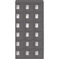 Clean Line Lockerette, 6 -tier, Bank of 3, 36" x 18" x 78", Steel, Charcoal, Rivet (Assembled) Ontario Safety Products