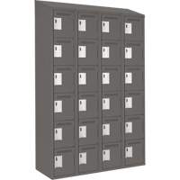 Clean Line Lockerette, 6 -tier, Bank of 4, 48" x 18" x 78", Steel, Charcoal, Rivet (Assembled) Ontario Safety Products