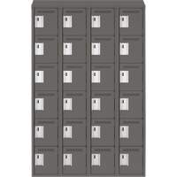 Clean Line Lockerette, 6 -tier, Bank of 4, 48" x 18" x 78", Steel, Charcoal, Rivet (Assembled) Ontario Safety Products