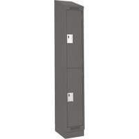 Clean Line Lockers, 2 -tier, 12" x 18" x 82", Steel, Charcoal, Rivet (Assembled) Ontario Safety Products