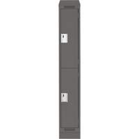Clean Line Lockers, 2 -tier, 12" x 18" x 82", Steel, Charcoal, Rivet (Assembled) Ontario Safety Products