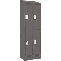 Clean Line Lockers, 2 -tier, Bank of 2, 24" x 18" x 82", Steel, Charcoal, Rivet (Assembled) Ontario Safety Products