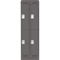 Clean Line Lockers, 2 -tier, Bank of 2, 24" x 18" x 82", Steel, Charcoal, Rivet (Assembled) Ontario Safety Products