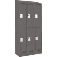 Clean Line Lockers, 2 -tier, Bank of 3, 36" x 18" x 82", Steel, Charcoal, Rivet (Assembled) Ontario Safety Products