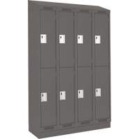 Clean Line Lockers, 2 -tier, Bank of 4, 48" x 18" x 82", Steel, Charcoal, Rivet (Assembled) Ontario Safety Products