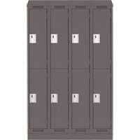 Clean Line Lockers, 2 -tier, Bank of 4, 48" x 18" x 82", Steel, Charcoal, Rivet (Assembled) Ontario Safety Products