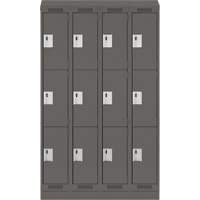Casiers Clean Line, 3 niveaux, Bloc de 4, 48" x 18" x 82", Acier, Charbon, Rivet (assembl&eacute;) Ontario Safety Products