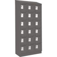 Clean Line Lockerette, 6 -tier, Bank of 3, 36" x 18" x 82", Steel, Charcoal, Rivet (Assembled) Ontario Safety Products