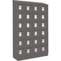 Clean Line Lockerette, 6 -tier, Bank of 4, 48" x 18" x 82", Steel, Charcoal, Rivet (Assembled) Ontario Safety Products