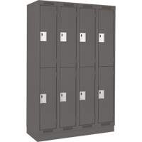 Clean Line Lockers, 2 -tier, Bank of 4, 48" x 18" x 76", Steel, Charcoal, Rivet (Assembled) Ontario Safety Products
