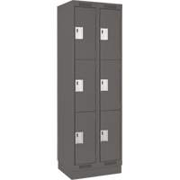 Clean Line Lockers, 3 -tier, Bank of 2, 24" x 18" x 76", Steel, Charcoal, Rivet (Assembled) Ontario Safety Products
