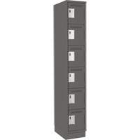 Clean Line Lockerette, 6 -tier, 12" x 18" x 76", Steel, Charcoal, Rivet (Assembled) Ontario Safety Products