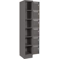 Clean Line Lockerette, 6 -tier, Bank of 4, 48" x 18" x 76", Steel, Charcoal, Rivet (Assembled) Ontario Safety Products