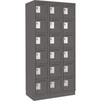 Clean Line Lockerette, 6 -tier, Bank of 3, 36" x 18" x 76", Steel, Charcoal, Rivet (Assembled) Ontario Safety Products