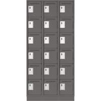 Clean Line Lockerette, 6 -tier, Bank of 3, 36" x 18" x 76", Steel, Charcoal, Rivet (Assembled) Ontario Safety Products
