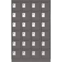 Clean Line Lockerette, 6 -tier, Bank of 4, 48" x 18" x 76", Steel, Charcoal, Rivet (Assembled) Ontario Safety Products