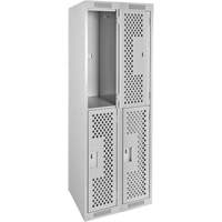 Clean Line Lockers, 2 -tier, Bank of 2, 24" x 12" x 72", Steel, Grey, Rivet (Assembled), Perforated Ontario Safety Products