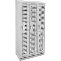 Clean Line Lockers, Bank of 3, 36" x 18" x 82", Steel, Grey, Rivet (Assembled), Perforated Ontario Safety Products