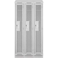 Clean Line Lockers, Bank of 3, 36" x 18" x 82", Steel, Grey, Rivet (Assembled), Perforated Ontario Safety Products