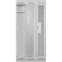 Clean Line Lockers, Bank of 3, 36" x 18" x 82", Steel, Grey, Rivet (Assembled), Perforated Ontario Safety Products
