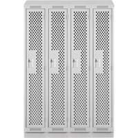 Clean Line Lockers, Bank of 4, 48" x 18" x 82", Steel, Grey, Rivet (Assembled), Perforated Ontario Safety Products