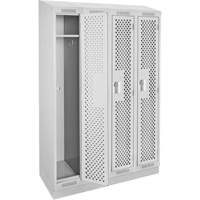 Clean Line Lockers, Bank of 4, 48" x 18" x 82", Steel, Grey, Rivet (Assembled), Perforated Ontario Safety Products